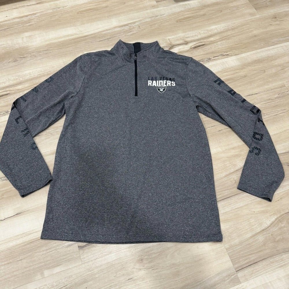 NFL Men’s Raiders Las Vegas‎ Gray 1/4 Quarter Zip Jacket Pullover Medium M